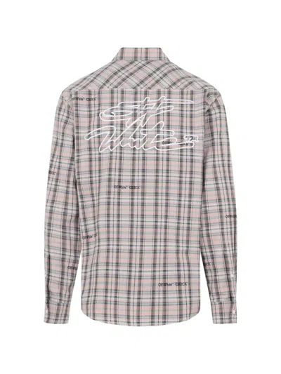 Off-white Pink Flannel Regular Shirt In Multi