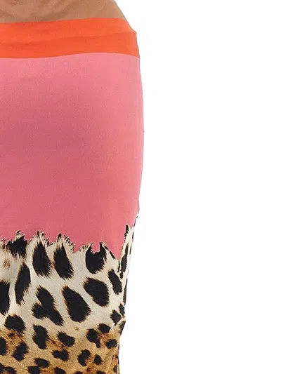 Roberto Cavalli Leopard-print Asymmetric Maxi Skirt In Multi