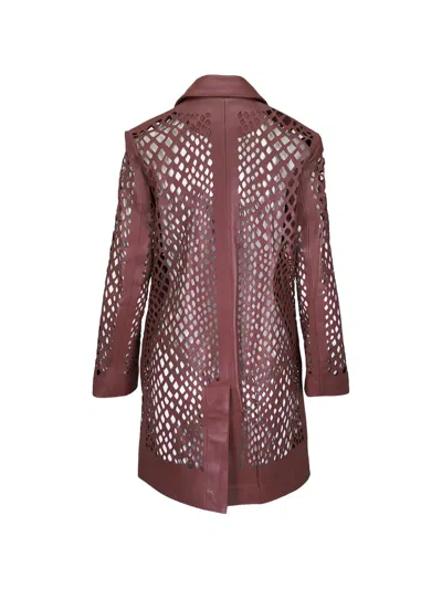 Twp Edinburgh Openwork Leather Jacket In Brown