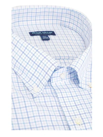Peter Millar Checked Pointed-collar Shirt In Blue