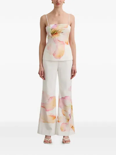 Toccin Gaiafloral Flared Trousers In White