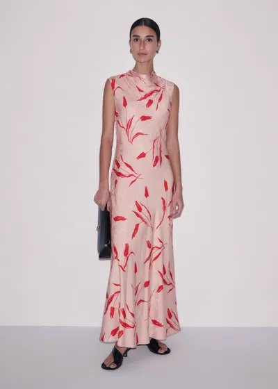 Me+em Modern Tulip Print Bias Maxi Dress Pink Multi