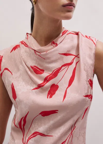 Me+em Modern Tulip Print Bias Maxi Dress Pink Multi