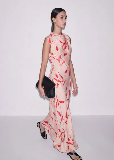 Me+em Modern Tulip Print Bias Maxi Dress Pink Multi