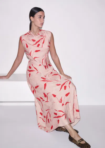 Me+em Modern Tulip Print Bias Maxi Dress Pink Multi