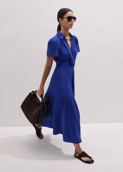 Me+em Fit & Flare Twist Detail Cheesecloth Maxi Dress Deep Blue