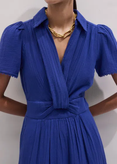 Me+em Fit & Flare Twist Detail Cheesecloth Maxi Dress Deep Blue