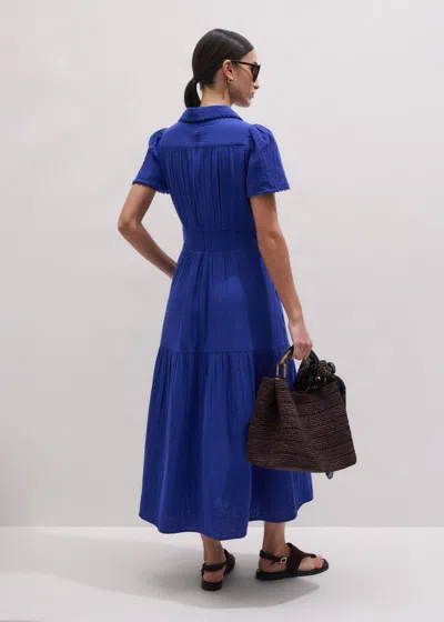 Me+em Fit & Flare Twist Detail Cheesecloth Maxi Dress Deep Blue