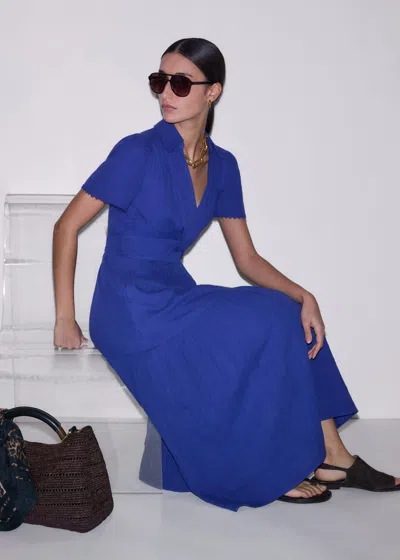 Me+em Fit & Flare Twist Detail Cheesecloth Maxi Dress Deep Blue