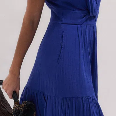 Me+em Fit & Flare Twist Detail Cheesecloth Maxi Dress Deep Blue