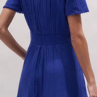 Me+em Fit & Flare Twist Detail Cheesecloth Maxi Dress Deep Blue