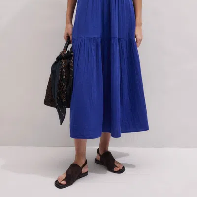 Me+em Fit & Flare Twist Detail Cheesecloth Maxi Dress Deep Blue