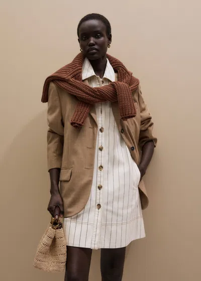 Me+em A-line Mini Dress Ecru Black In Multi