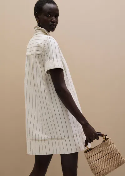 Me+em A-line Mini Dress Ecru Black In Multi