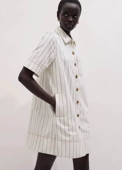 Me+em A-line Mini Dress Ecru Black In Multi