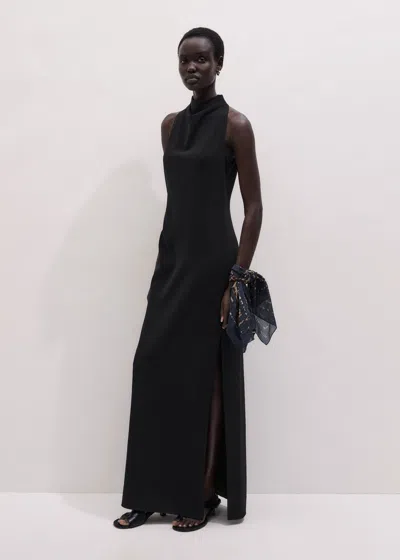 Me+em Draped Neckline Straight Full Length Dress Black