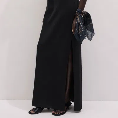 Me+em Draped Neckline Straight Full Length Dress Black