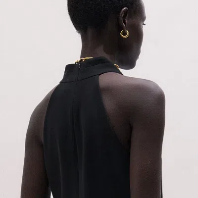 Me+em Draped Neckline Straight Full Length Dress Black