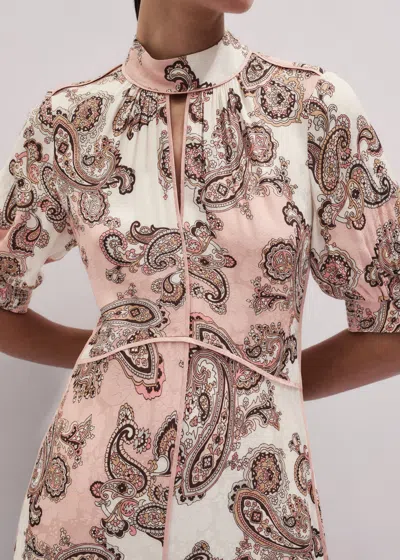 Me+em Colour Block Paisley Print Fit & Flare Maxi Dress Pink Multi