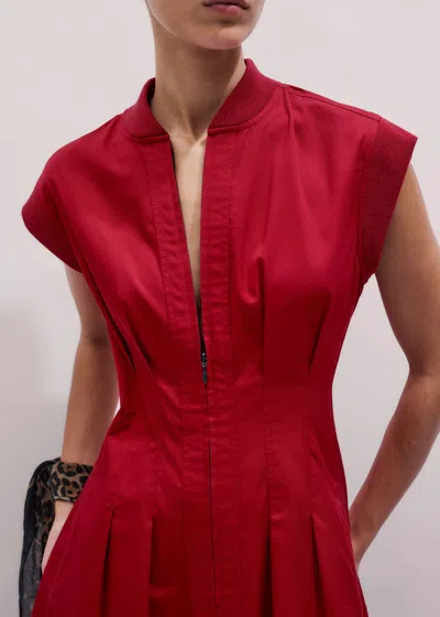 Me+em Sporty Knit Trim Detail Midi Dress Deep Carmine Red