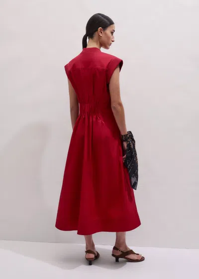 Me+em Sporty Knit Trim Detail Midi Dress Deep Carmine Red