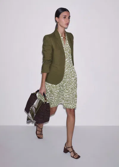 Me+em Entangled Lace Print Tiered Short Dress Green Multi