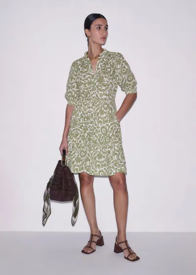 Me+em Entangled Lace Print Tiered Short Dress Green Multi