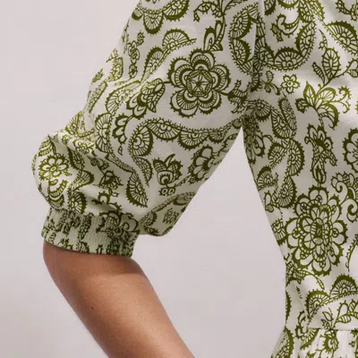 Me+em Entangled Lace Print Tiered Short Dress Green Multi