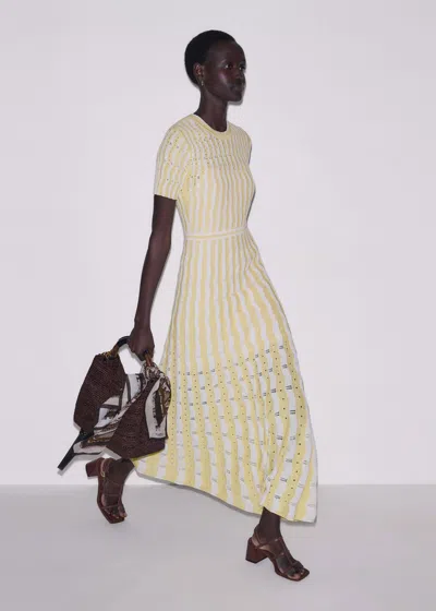 Me+em Textured Pointelle Knit Maxi Dress + Slip Yellow-cream