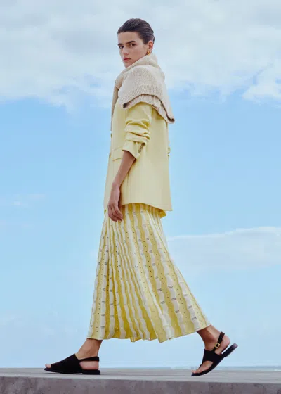 Me+em Textured Pointelle Knit Maxi Dress + Slip Yellow-cream