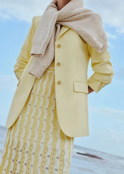 Me+em Textured Pointelle Knit Maxi Dress + Slip Yellow-cream