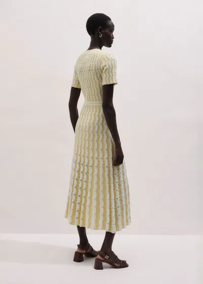 Me+em Textured Pointelle Knit Maxi Dress + Slip Yellow-cream