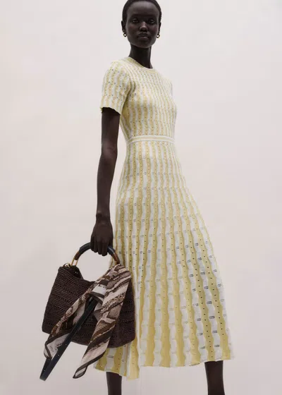 Me+em Textured Pointelle Knit Maxi Dress + Slip Yellow-cream