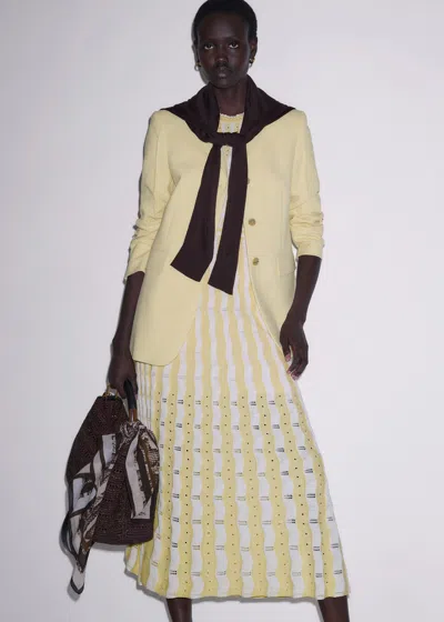 Me+em Textured Pointelle Knit Maxi Dress + Slip Yellow-cream