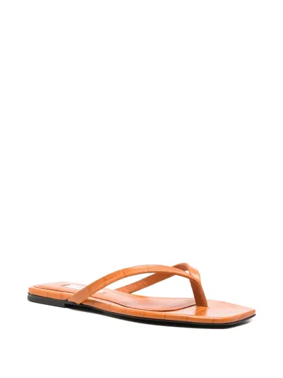 Totême Toteme Crocodile-effect Leather Flip Flops In Multi