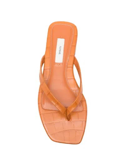Totême Toteme Crocodile-effect Leather Flip Flops In Multi