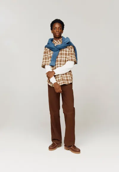 House Of Sunny Double Layered Button Down Shirt In Brown