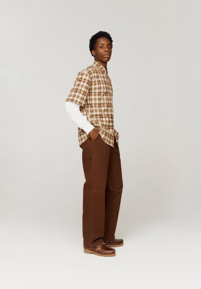 House Of Sunny Double Layered Button Down Shirt In Brown