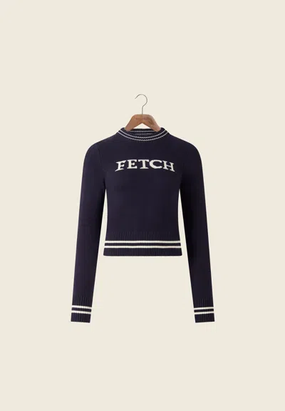 House Of Sunny Fetch Crew Neck Cropped Sweater In Blue