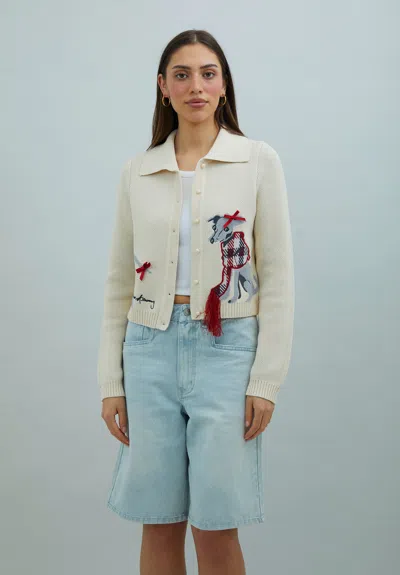 House Of Sunny Womens Off White Whippet Tripper Cotton-blend Cardigan In Brown