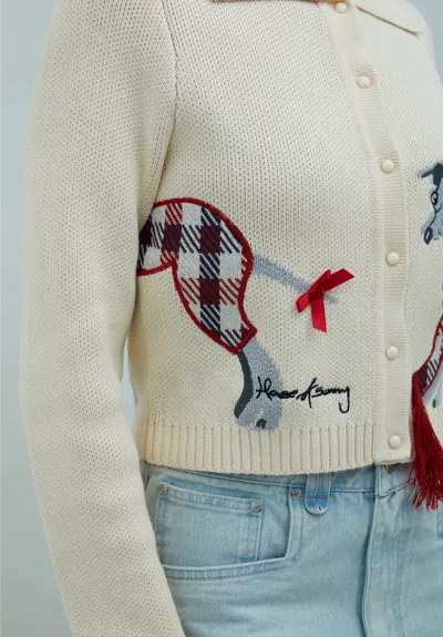 House Of Sunny Womens Off White Whippet Tripper Cotton-blend Cardigan In Brown