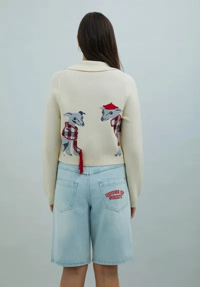 House Of Sunny Womens Off White Whippet Tripper Cotton-blend Cardigan In Brown