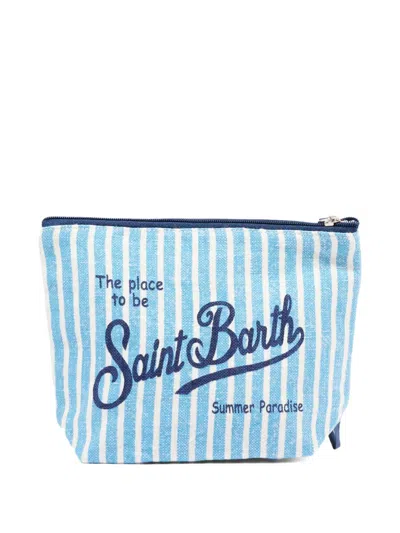 Mc2 Saint Barth Striped-pattern Pouch In Blue