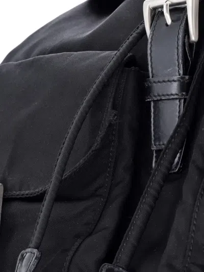 Pre-owned Prada Double Front Pocket Tessuto Medium Backpack In Black