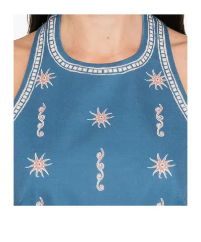 Alemais Acacia Printed Organic Cotton-drill Mini Dress In Blue