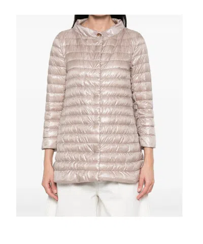 Herno Long-sleeved Down Jacket In Brown