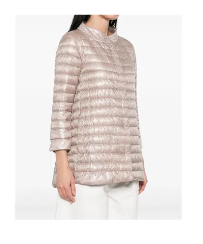 Herno Long-sleeved Down Jacket In Brown