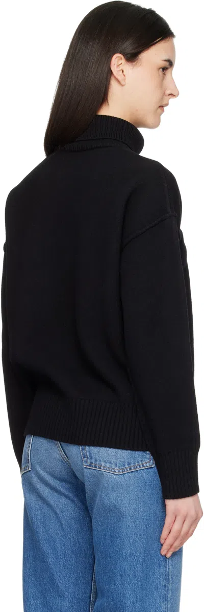 Ami Alexandre Mattiussi Ami Paris Funnel-neck Sweater With Heart Intarsia Design In Black