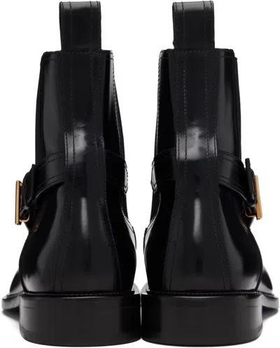 Versace V Leather Chelsea Boots In Black