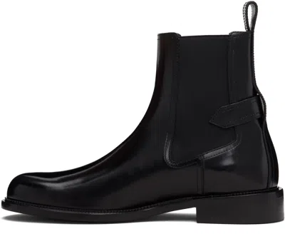 Versace V Leather Chelsea Boots In Black